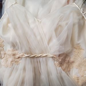 Vintage Vanity Fair empire waist USA made size 34 sheer and lace tricot nighty